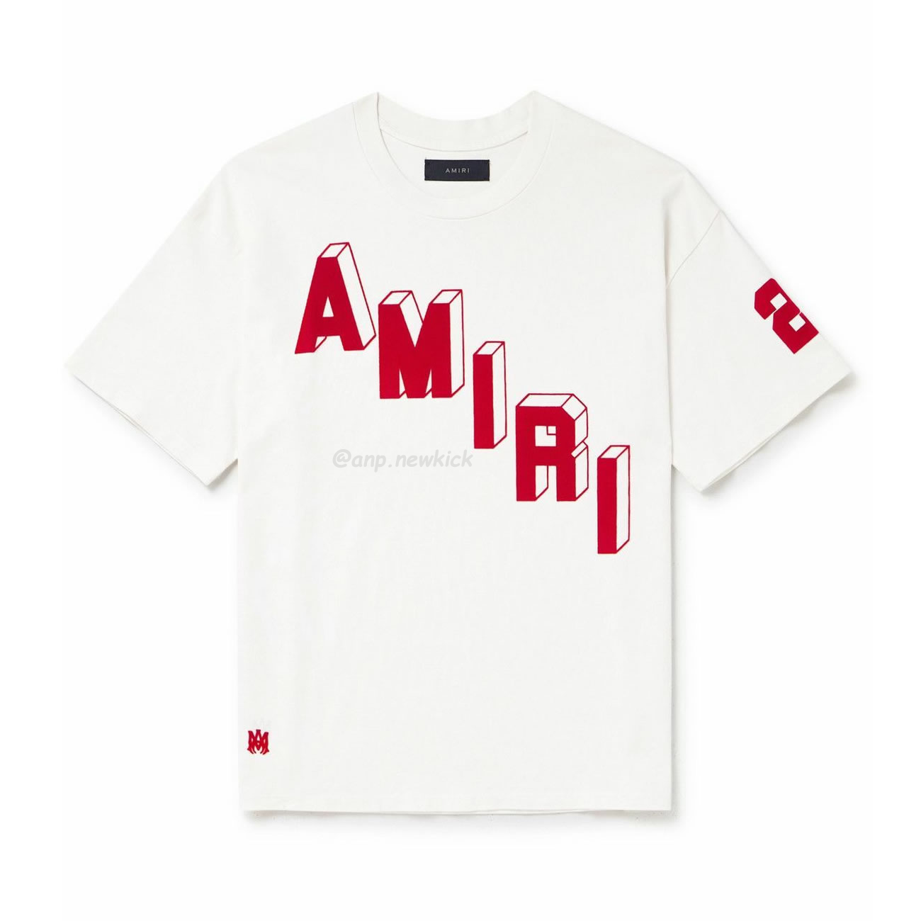 Amiri Logo Flocked Felt Trimmed Cotton Jersey White T Shirt (1) - www.newkick.vip